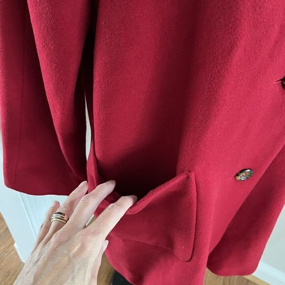 Vintage Talbots Red Wool Blend Coat Size 8 Overcoat Peacoat Patch pockets Lined - Picture 7 of 13